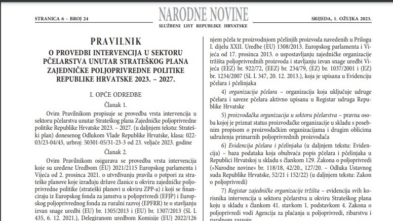 OBJAVLJEN NOVI PRAVILNIK O SEKTORSKIM INTERVENCIJAMA U PČELARSTVU 2023.